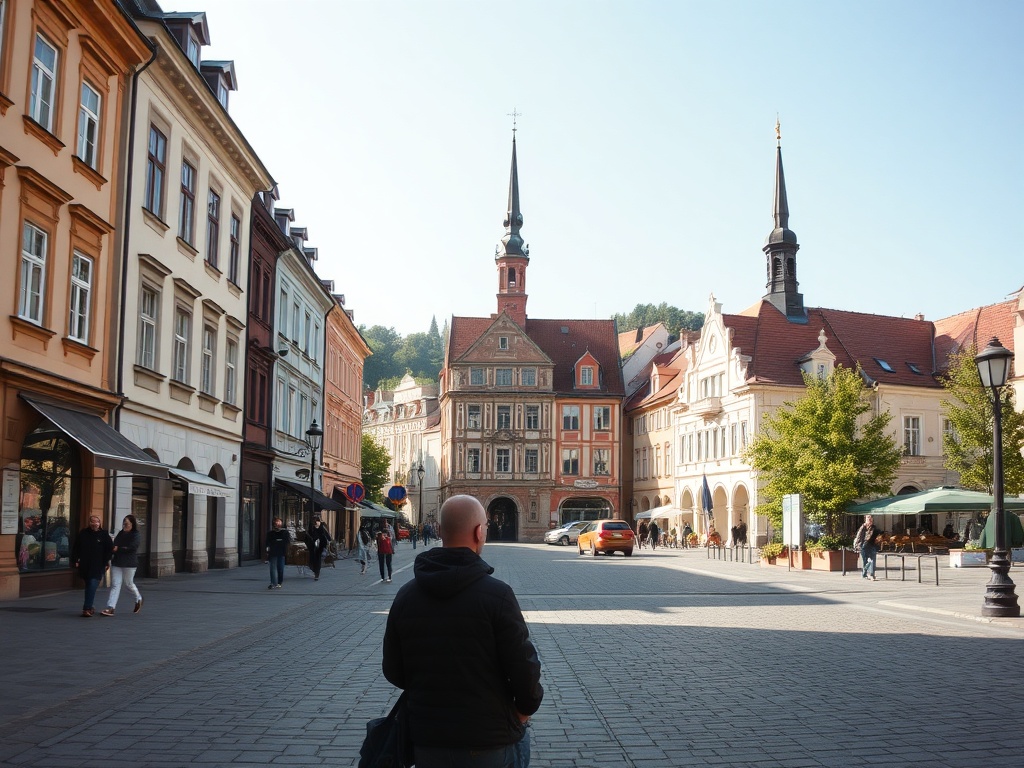 Uczestnicy Ekstremalnej Drogi Krzyżowej w Gorlicach idą ulicami miasta w deszczu i zimnie, podczas gdy miasto realizuje projekt likwidacji barier architektonicznych w Miejskim Przedszkolu nr 4
