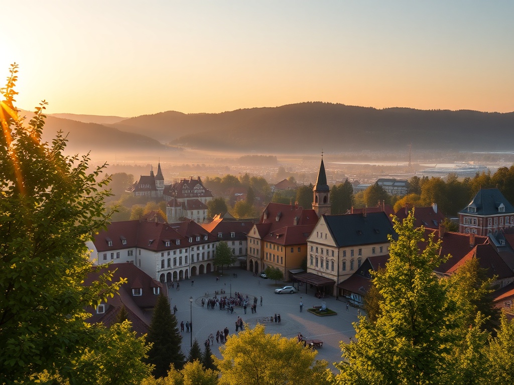 Procesja palmowa w centrum Gorlicy z mieszkańcami noszącymi tradycyjne palmy w Niedzielę Palmową